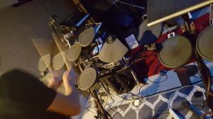 Scott on the percussion kit