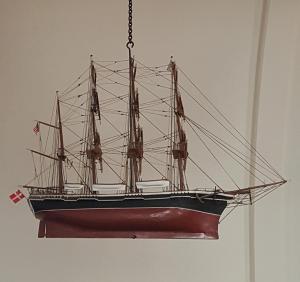 This ship hangs in a church in Solvang.